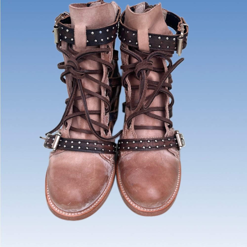 Freebird by Steven Brown and Black Cutout Lace-Up Booties - Picture 2 of 8